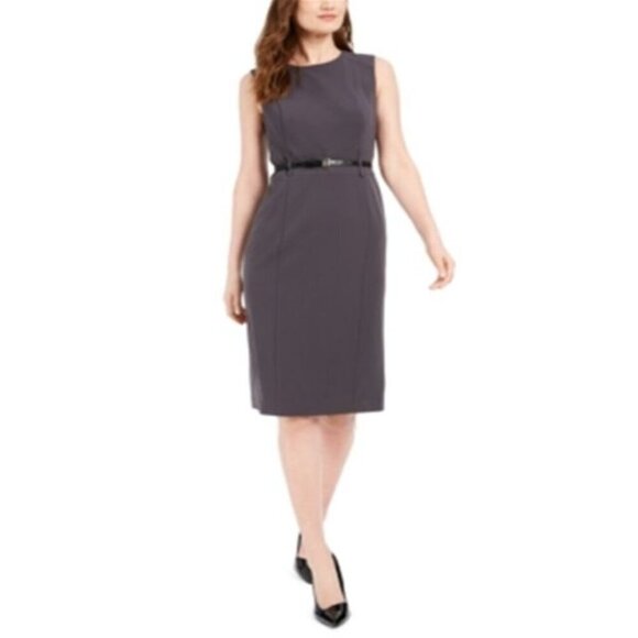 Calvin Klein Grey Work Dress With Belt Size 18W NWT - Picture 1 of 14